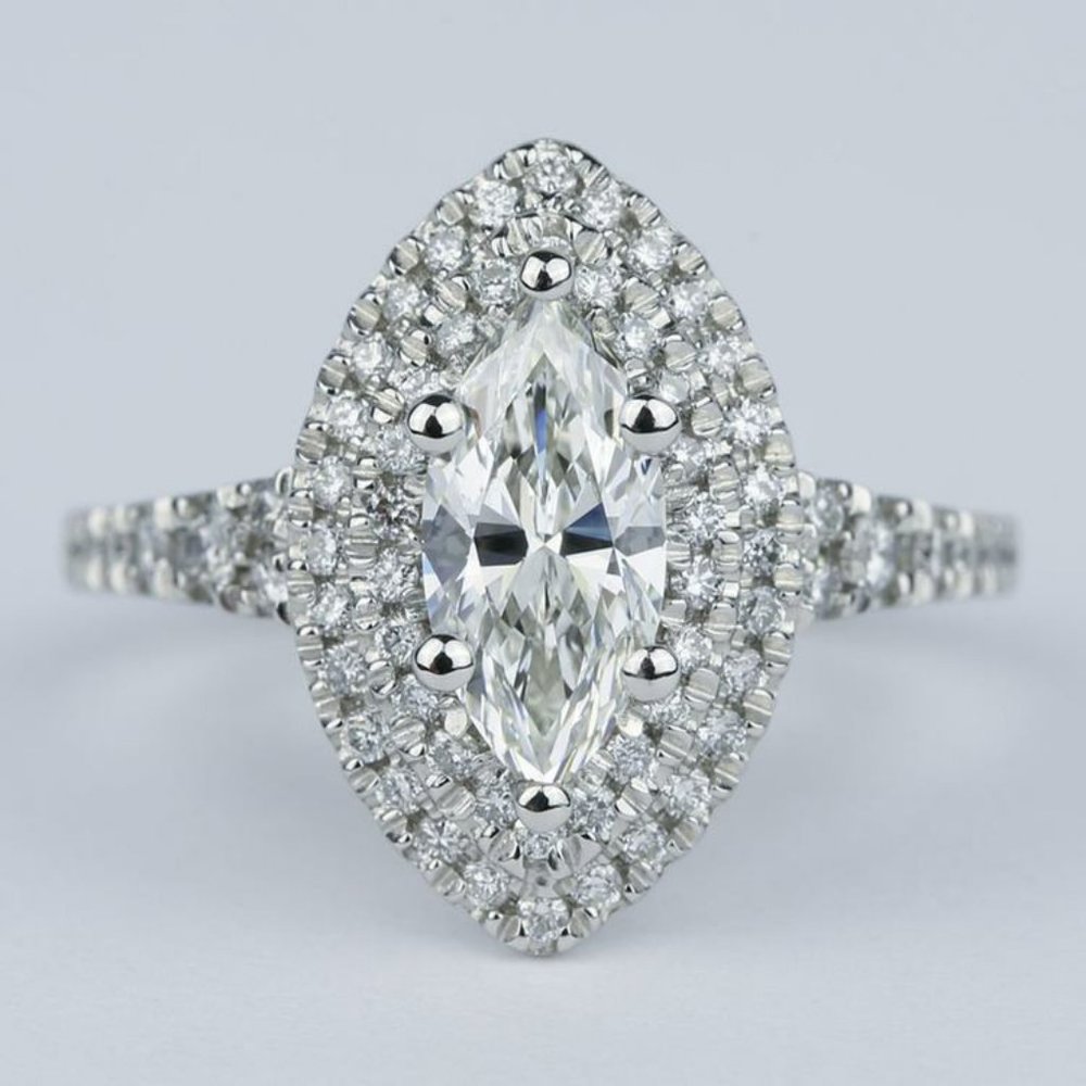 1.50CT Double Halo Marquise Lab Grown Diamond Ring